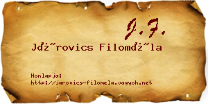 Járovics Filoméla névjegykártya